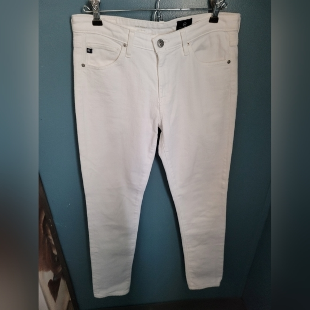 AG Adriano‎ Goldschmied white denim jeans size 26 R The Prima cigarette leg